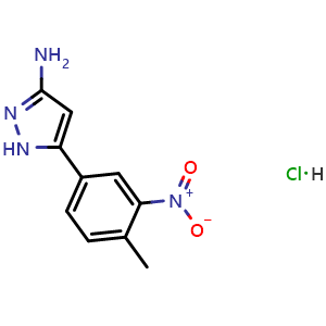 Chemical structure of 3-Amino-5-(4-methyl-3-nitrophenyl)pyrazole Hydrochloride , AChemBlock V148070
