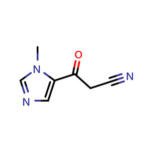 Chemical structure of 3-(1-Methyl-5-imidazolyl)-3-oxopropanenitrile , CAS 790174-74-2, AChemBlock V148075
