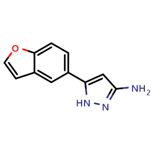 Chemical structure of 3-Amino-5-(5-benzofuryl)pyrazole , CAS 2850376-37-1, AChemBlock V148088