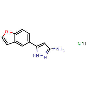 Chemical structure of 3-Amino-5-(5-benzofuryl)pyrazole Hydrochloride , AChemBlock V148089