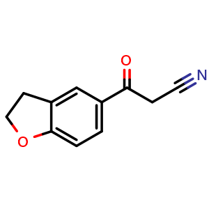 Chemical structure of 3-(2,3-Dihydro-5-benzofuryl)-3-oxopropanenitrile , CAS 1248784-44-2, AChemBlock V148090