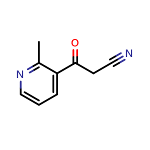 Chemical structure of 3-(2-Methyl-3-pyridyl)-3-oxopropanenitrile , CAS 2091181-04-1, AChemBlock V148095