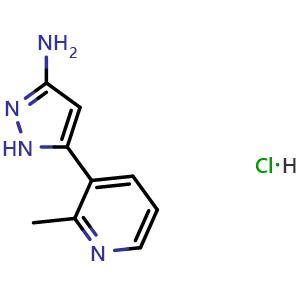 Chemical structure of 3-Amino-5-(2-methyl-3-pyridyl)pyrazole Hydrochloride , AChemBlock V148097