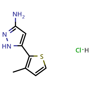 Chemical structure of 3-Amino-5-(3-methyl-2-thienyl)pyrazole Hydrochloride , AChemBlock V148098