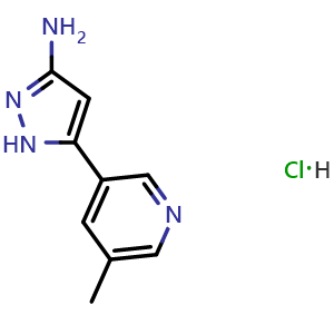 Chemical structure of 3-Amino-5-(5-methyl-3-pyridyl)pyrazole Hydrochloride , AChemBlock V148103