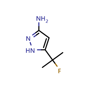 Chemical structure of 3-Amino-5-(2-fluoro-2-propyl)pyrazole , AChemBlock V148104
