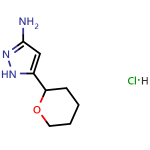 Chemical structure of 3-Amino-5-(2-tetrahydropyranyl)pyrazole Hydrochloride , AChemBlock V148110