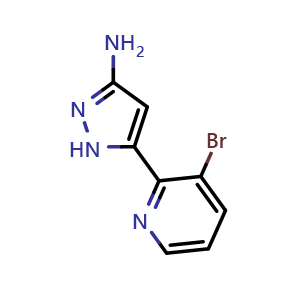 Chemical structure of 3-Amino-5-(3-bromo-2-pyridyl)pyrazole , AChemBlock V148112