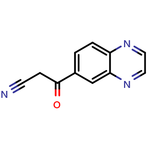 Chemical structure of 3-Oxo-3-(6-quinoxalinyl)propanenitrile , CAS 2873282-43-8, AChemBlock V148114