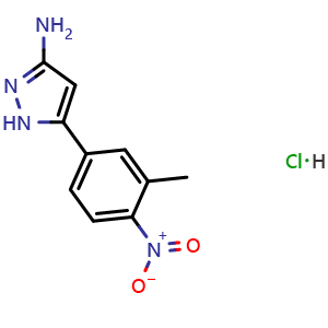 Chemical structure of 3-Amino-5-(3-methyl-4-nitrophenyl)pyrazole Hydrochloride , AChemBlock V148122