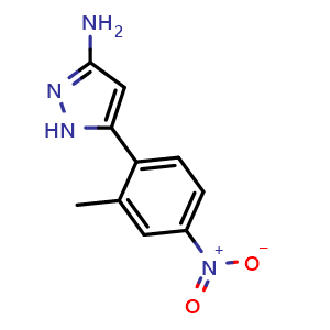 Chemical structure of 3-Amino-5-(2-methyl-4-nitrophenyl)pyrazole , CAS 1326273-30-6, AChemBlock V148137