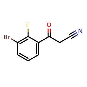 Chemical structure of 3-(3-Bromo-2-fluorophenyl)-3-oxopropanenitrile , CAS 1522614-24-9, AChemBlock V148142