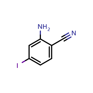 Chemical structure of 2-Amino-4-iodobenzonitrile , CAS 1261775-08-9, AChemBlock V148151