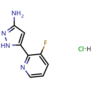 Chemical structure of 3-Amino-5-(3-fluoro-2-pyridyl)pyrazole Hydrochloride , AChemBlock V148160