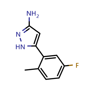 Chemical structure of 3-Amino-5-(5-fluoro-2-methylphenyl)pyrazole , CAS 2230804-01-8, AChemBlock V148169