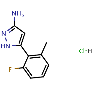 Chemical structure of 3-Amino-5-(2-fluoro-6-methylphenyl)pyrazole Hydrochloride , CAS 2868940-25-2, AChemBlock V148176