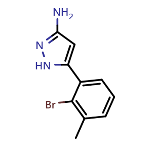 Chemical structure of 3-Amino-5-(2-bromo-3-methylphenyl)pyrazole , CAS 2361935-75-1, AChemBlock V148178