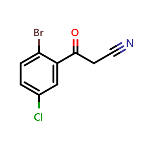 Chemical structure of 3-(2-Bromo-5-chlorophenyl)-3-oxopropanenitrile , CAS 1257230-31-1, AChemBlock V148194