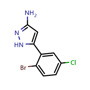 Chemical structure of 3-Amino-5-(2-bromo-5-chlorophenyl)pyrazole , CAS 2148525-19-1, AChemBlock V148195