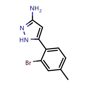 Chemical structure of 3-Amino-5-(2-bromo-4-methylphenyl)pyrazole , CAS 2230803-57-1, AChemBlock V148201