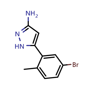 Chemical structure of 3-Amino-5-(5-bromo-2-methylphenyl)pyrazole , CAS 2156987-20-9, AChemBlock V148204