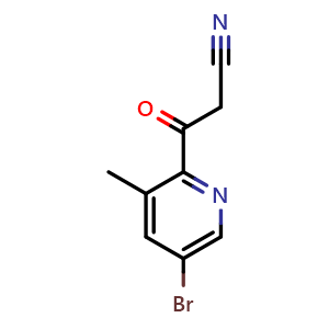 Chemical structure of 3-(5-Bromo-3-methyl-2-pyridyl)-3-oxopropanenitrile , AChemBlock V148209