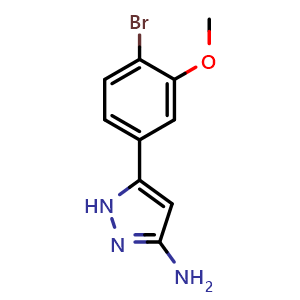 Chemical structure of 3-Amino-5-(4-bromo-3-methoxyphenyl)pyrazole , CAS 2228124-39-6, AChemBlock V148224