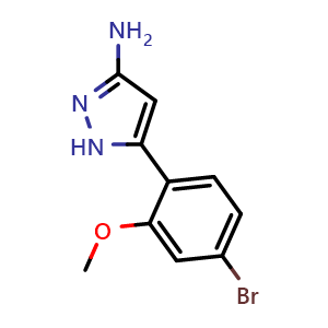 Chemical structure of 3-Amino-5-(4-bromo-2-methoxyphenyl)pyrazole , CAS 2138797-84-7, AChemBlock V148244