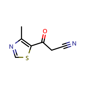Chemical structure of 3-(4-Methyl-5-thiazolyl)-3-oxopropanenitrile , CAS 2092088-22-5, AChemBlock V148249