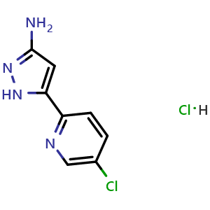 Chemical structure of 3-Amino-5-(5-chloro-2-pyridyl)pyrazole Hydrochloride , AChemBlock V148253