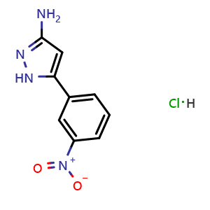 Chemical structure of 3-Amino-5-(3-nitrophenyl)pyrazole Hydrochloride , CAS 850869-65-7, AChemBlock V148259