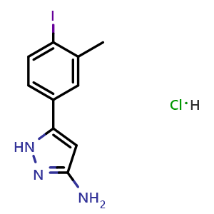 Chemical structure of 3-Amino-5-(4-iodo-3-methylphenyl)pyrazole Hydrochloride , CAS 2868902-35-4, AChemBlock V148273