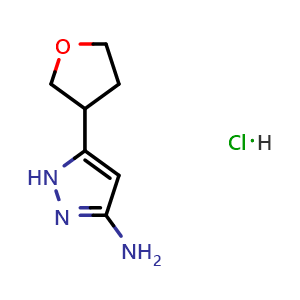 Chemical structure of 3-Amino-5-(3-tetrahydrofuryl)pyrazole Hydrochloride , AChemBlock V148275