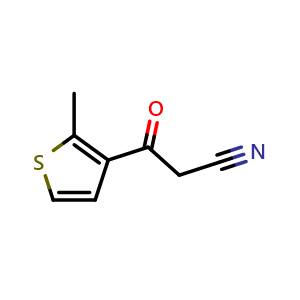Chemical structure of 3-(2-Methyl-3-thienyl)-3-oxopropanenitrile , CAS 158387-05-4, AChemBlock V148293