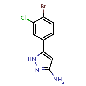 Chemical structure of 3-Amino-5-(4-bromo-3-chlorophenyl)pyrazole , CAS 2230798-83-9, AChemBlock V148299