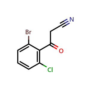 Chemical structure of 3-(2-Bromo-6-chlorophenyl)-3-oxopropanenitrile , AChemBlock V148304
