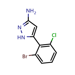 Chemical structure of 3-Amino-5-(2-bromo-6-chlorophenyl)pyrazole , CAS 2169582-75-4, AChemBlock V148305