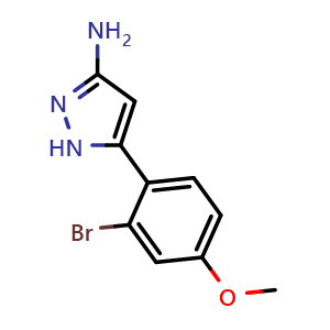 Chemical structure of 3-Amino-5-(2-bromo-4-methoxyphenyl)pyrazole , CAS 501902-91-6, AChemBlock V148311