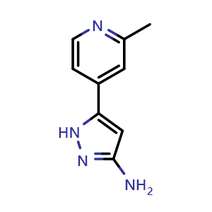 Chemical structure of 3-Amino-5-(2-methyl-4-pyridyl)pyrazole , CAS 2448422-16-8, AChemBlock V148314