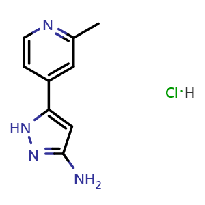 Chemical structure of 3-Amino-5-(2-methyl-4-pyridyl)pyrazole Hydrochloride , AChemBlock V148315