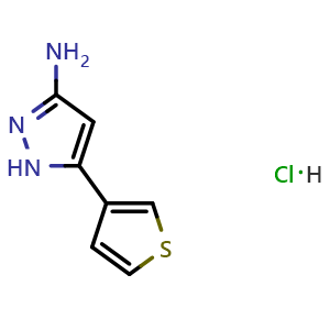 Chemical structure of 3-Amino-5-(3-thienyl)pyrazole Hydrochloride , AChemBlock V148319