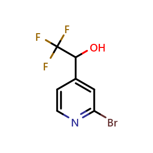 Chemical structure of 1-(2-Bromo-4-pyridyl)-2,2,2-trifluoroethanol , CAS 1350349-65-3, AChemBlock V148326