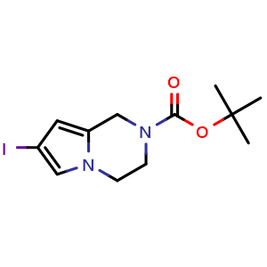 Chemical structure of 2-Boc-7-iodo-1,2,3,4-tetrahydropyrrolo[1,2-a]pyrazine , CAS 1973505-15-5, AChemBlock V148329