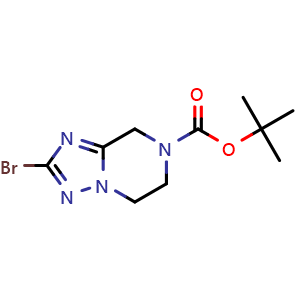 Chemical structure of 7-Boc-2-bromo-5,6,7,8-tetrahydro-[1,2,4]triazolo[1,5-a]pyrazine , CAS 1575613-02-3, AChemBlock V148332