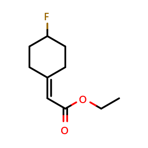 Chemical structure of Ethyl 4-Fluorocyclohexylideneacetate , CAS 2384349-36-2, AChemBlock V148373
