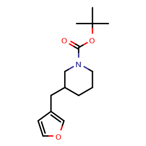 Chemical structure of 1-Boc-3-(3-furylmethyl)piperidine , CAS 2743108-76-9, AChemBlock V148385