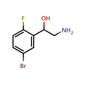 Chemical structure of 2-Amino-1-(5-bromo-2-fluorophenyl)ethanol , CAS 1038241-41-6, AChemBlock V148403