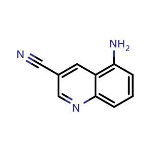 Chemical structure of 5-Aminoquinoline-3-carbonitrile , CAS 2090560-32-8, AChemBlock V148418