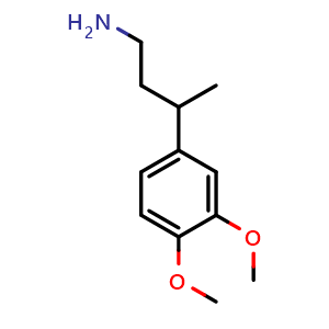 Chemical structure of 1-Amino-3-(3,4-dimethoxyphenyl)butane , CAS 94564-11-1, AChemBlock V148420