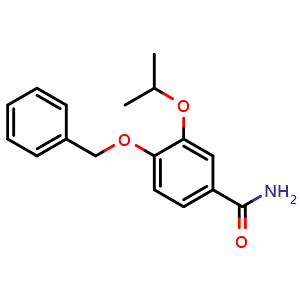 Chemical structure of 4-(Benzyloxy)-3-isopropoxybenzamide , CAS 1574285-26-9, AChemBlock V148435